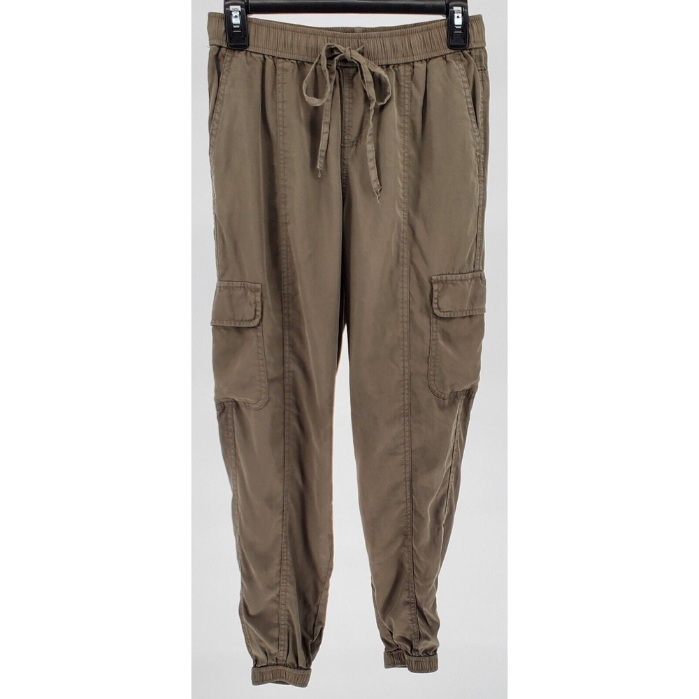 Knox Rose Mid Rise Cargo Jogger Pants XS Olive Green Elastic Waist Utility
